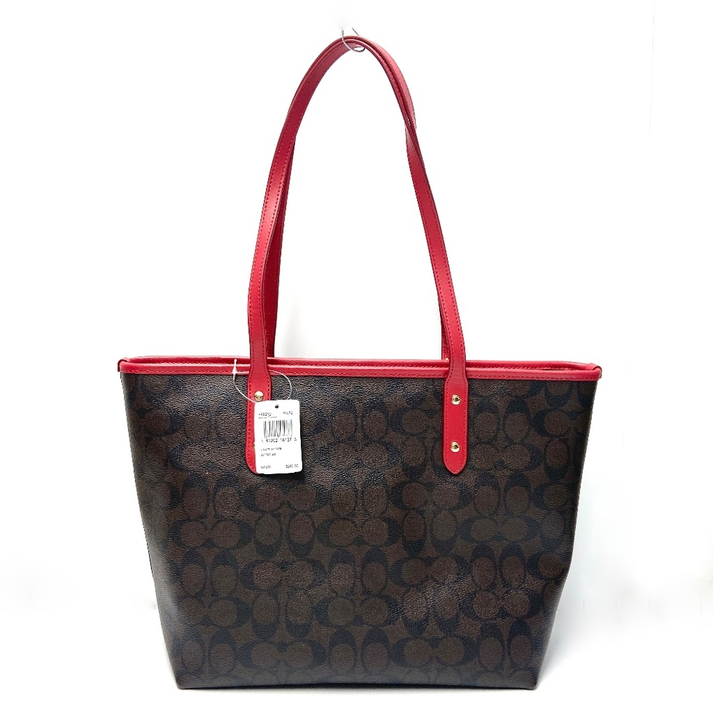 Coach Signature City Zip Tote - Brown True Red - Picture 3 of 5